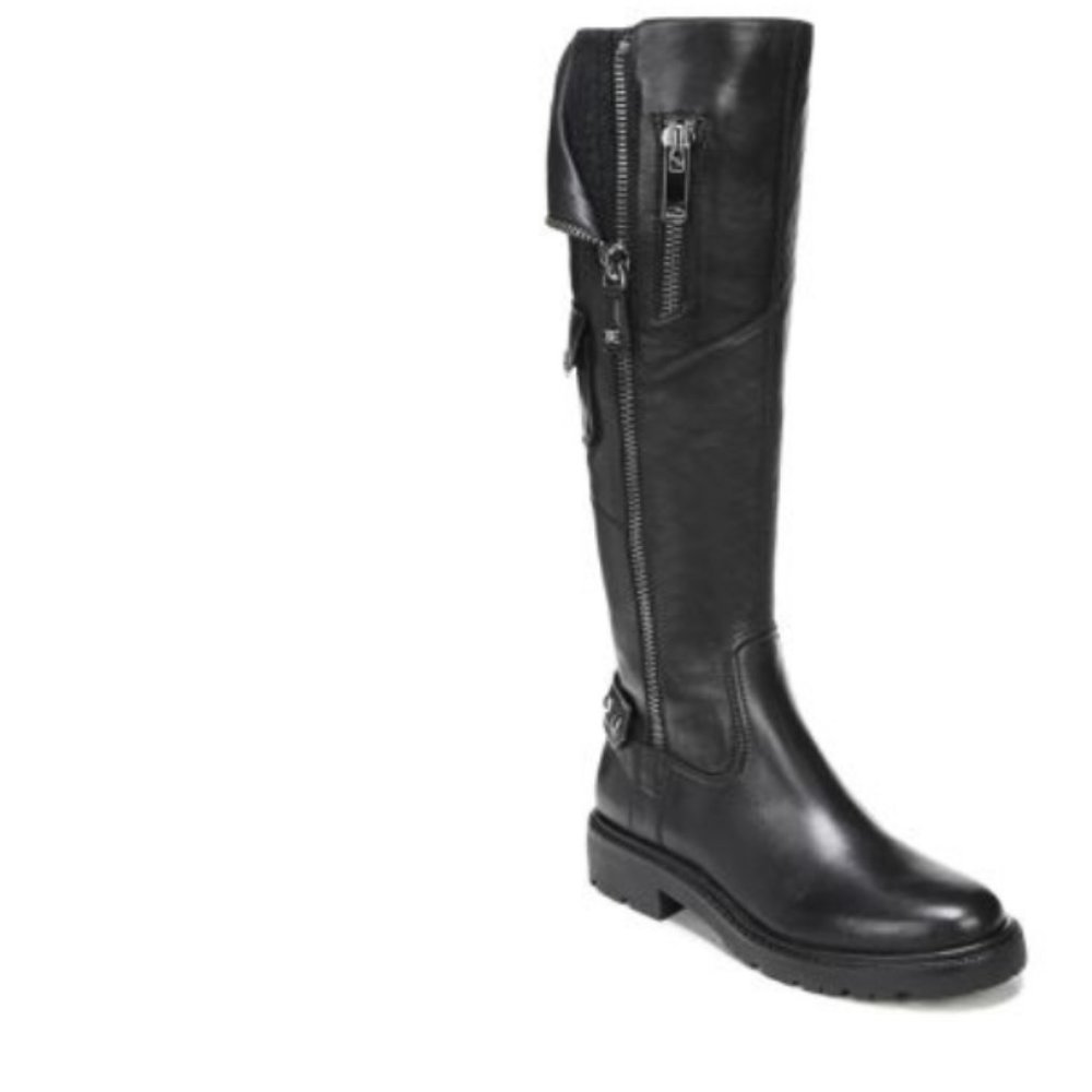 SAM EDELMAN LACY LUG SOLE BOOTS BLACK 8.5M